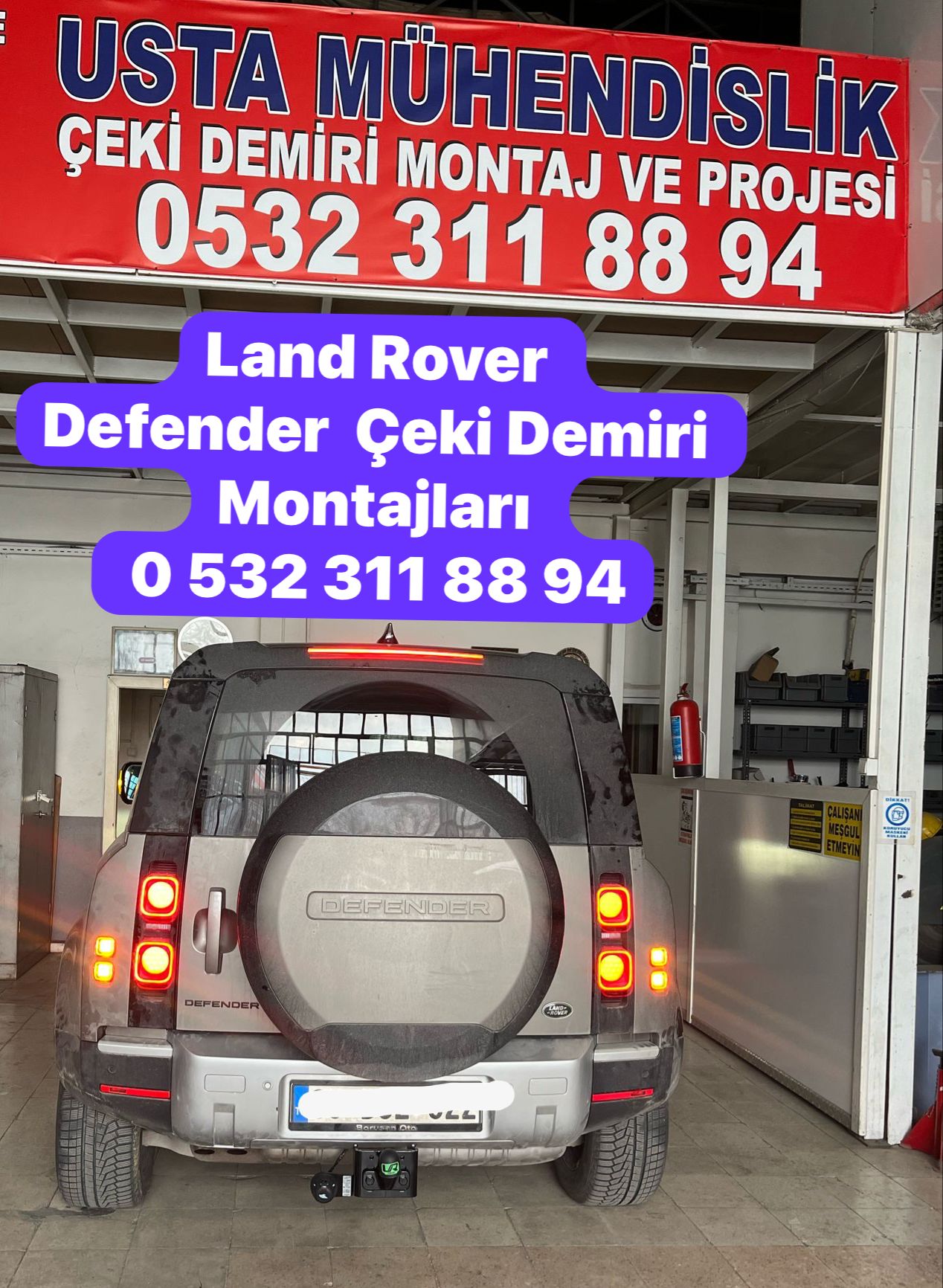 Land rover Defender Çeki Demiri Takma montajı ve araç proje firması Ankara 